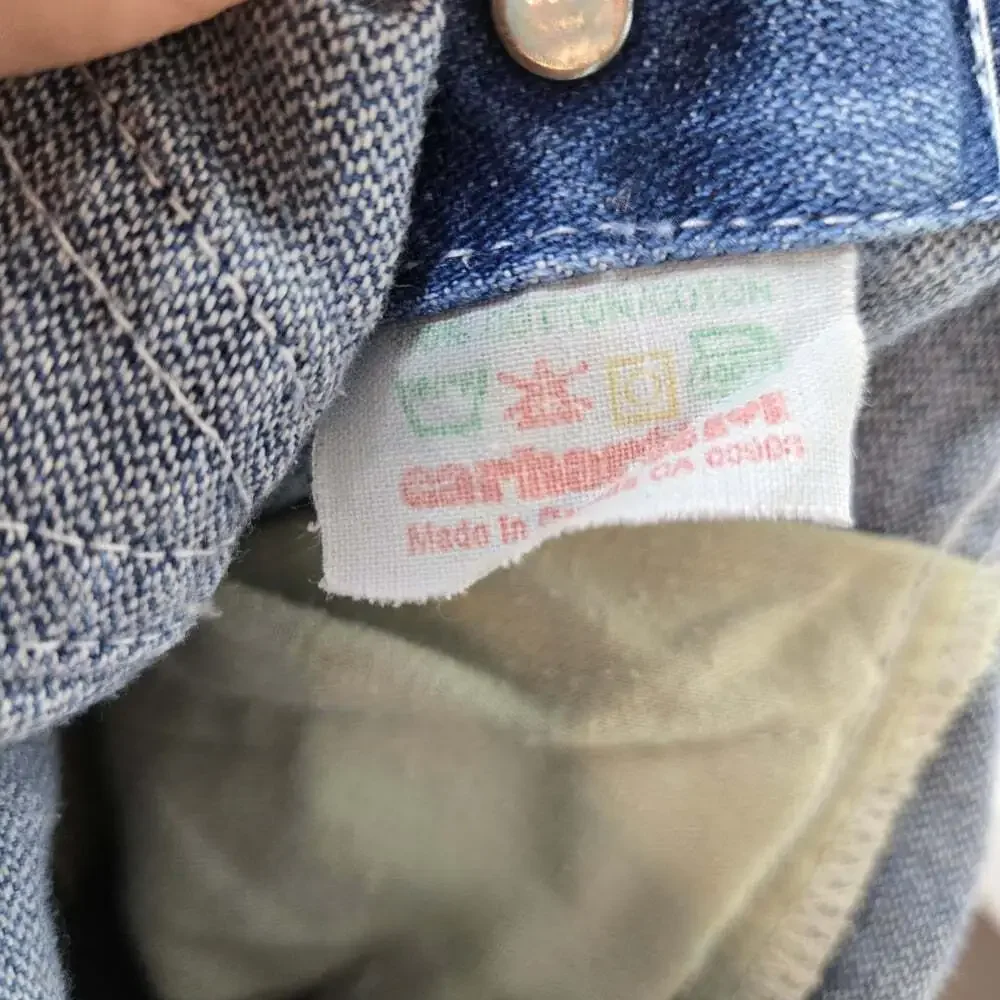 Vintage Carhartt Kids Denim Overalls 5-7Y Blue Workwear Made Canada